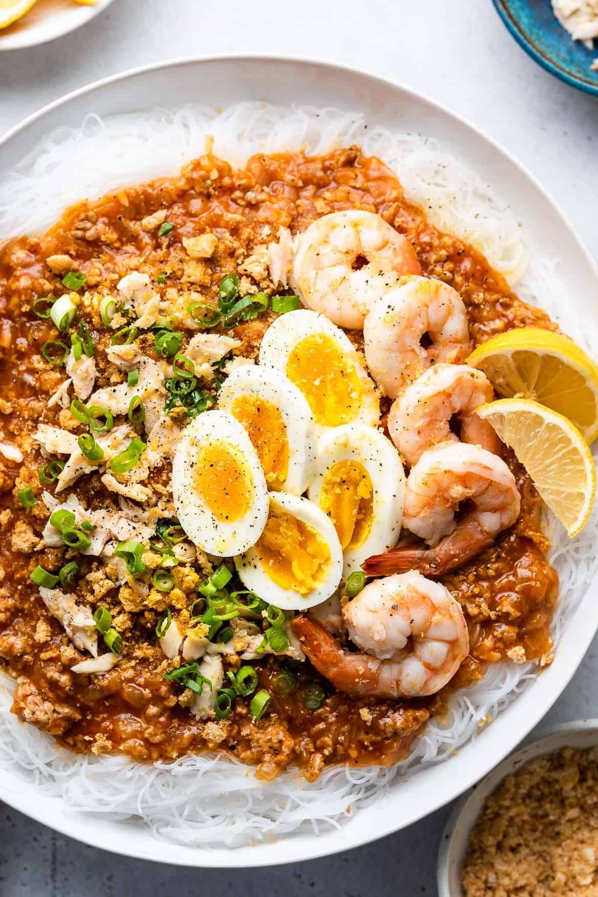 Pancit Palabok (Filipino Noodles with Shrimp Sauce)